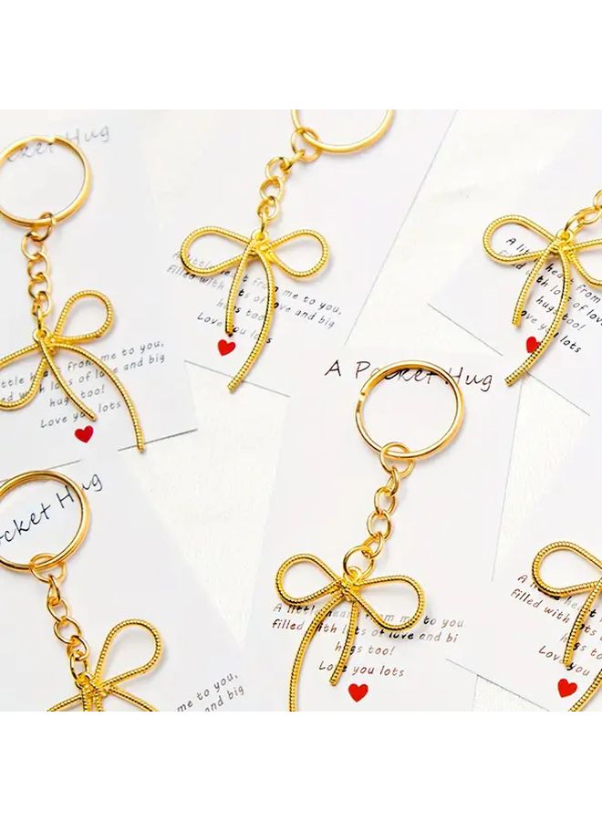 10 Sets Silvery Bow Keychain Gift Set With Hug Cards For Women Friends Sisters - Image 4